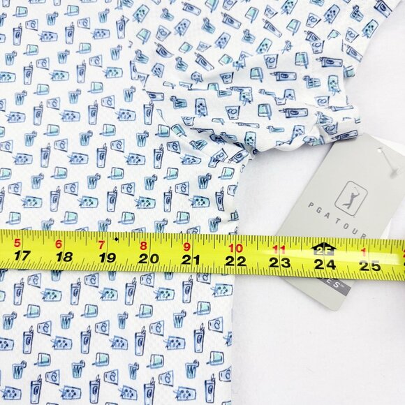 PGA Tour Mens UPF 30 Moisture Wicking Stretch Bright White Polo Shirt Size L NWT - Picture 8 of 9